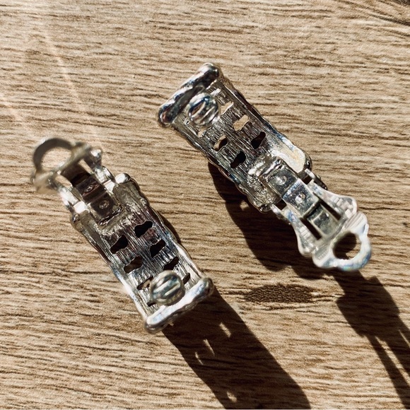 Vintage Silver Tone Chain Link Clip On Earrings Unique Punk Chic - Picture 4 of 5